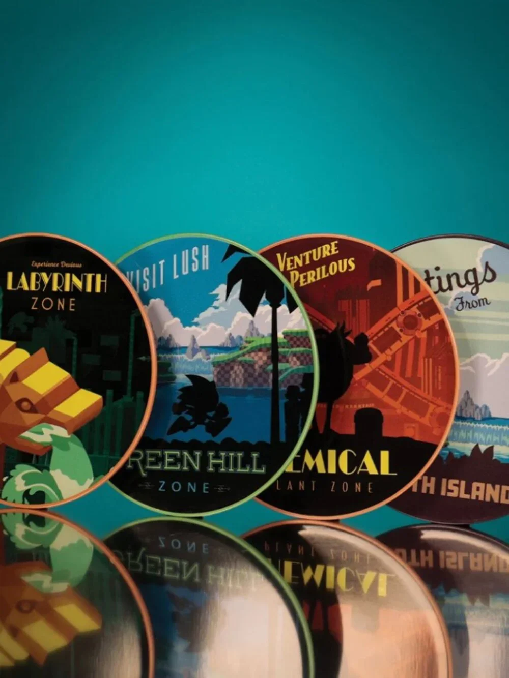 Sonic The Hedgehog Set of 4 Coasters Non-Slip Cork Base Official Collectibles